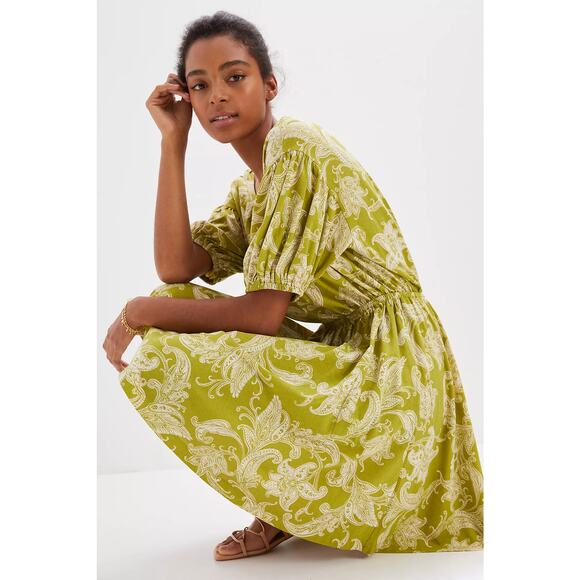 Anthropologie Dresses & Skirts - Daily Practice by Anthropologie Green Floral Paisley Mini Dress SZ Large EUC